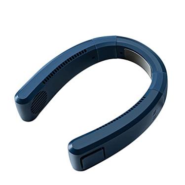 Imagem de Ventilador de pescoço portátil 360° fluxo de ar de resfriamento USB recarregável mini ventilador esportivo sem lâmina 3 velocidades ajustáveis para viajar ao ar livre, com semicondutor de refrigeração