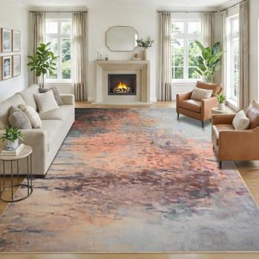 Imagem de Mejorug Tapetes abstratos modernos de 15 x 23 cm para sala de estar, quarto, tapete antiderrapante grande, lavável, macio, resistente a manchas, para sala de jantar, dormitório universitário