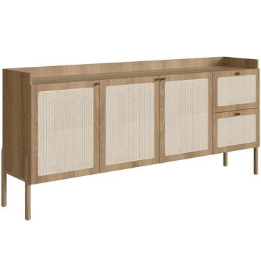 Imagem de Aparador Buffet Para Sala de Jantar 183cm Pés Madeira Moss A03 Hanover Roble - Lyam Decor