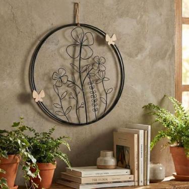 Imagem de Quadro Vazado Escultura de Parede Metal Jardim Preto 23cm Tuut Decor