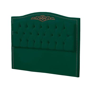 Imagem de Cabeceira Casal Queen Size Estofada Para Cama Box Maitê Veludo Cor Verde Esmeralda