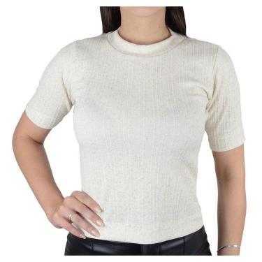 Imagem de Camiseta Feminina Olho Fatal Jacquard Linho Bege - 60185-Feminino