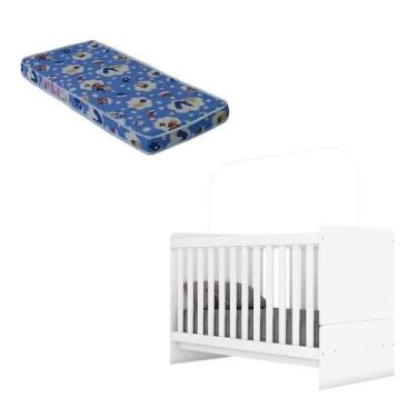 Imagem de Berço Nacional Labirinto Branco Brilho Colchão - Henn - MÓVEIS HENN