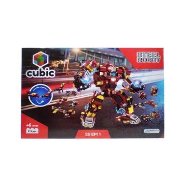 Imagem de Blocos De Montar Cubic 25 Em 1 Robô De Aço Multikids