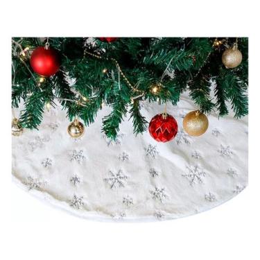 Imagem de Saia Para Árvore De Natal De Veludo Alto Branco 90cm Luxuosa - Wincy N