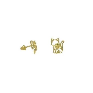 Imagem de Brinco em Ouro 18K com Zircônia de Gatinho - Joia Elegante - Justino R