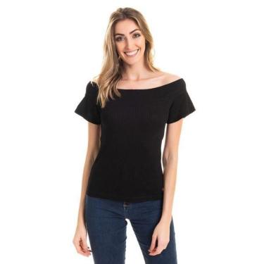 Imagem de Blusa em Ribana Canelada Decote Ombro a Ombro Mangas Godê-Feminino