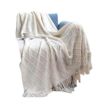 Imagem de Manta Decorativa Verde Gigante De Tricô Texturizado Macio Para Sofá, P