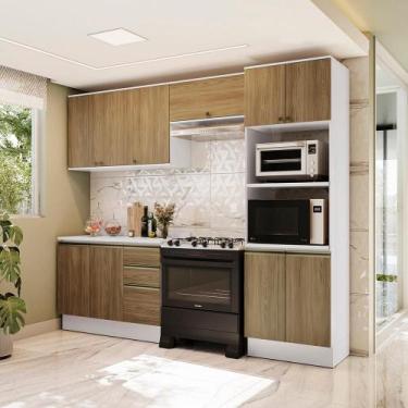 Imagem de Armário de Cozinha Completa Torre Quente 100% MDF 270cm Branco/Nogueir