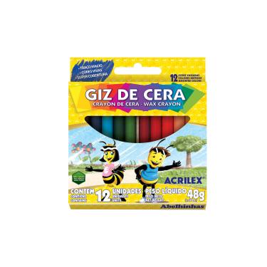 Imagem de Giz Cera Acrilex Regular com 12 Cores 48g