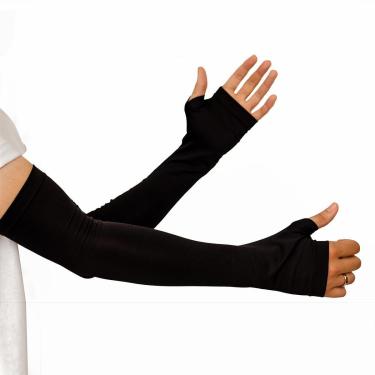 Imagem de Par Manguito Longo com Luva UV 50 Térmico Manga Protetora de Braço Proteção Solar-Unissex
