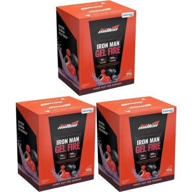 Imagem de Kit 3X Iron Man Gel Fire - 10 Sachês 30g Açaí com Guaraná - New Millen-Masculino