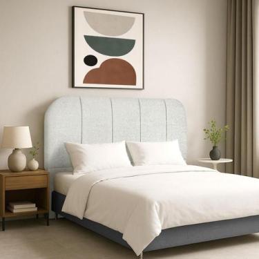 Imagem de Cabeceira Estofada 140 cm Para Cama Box Casal Boucle Luxo - Clique Chi