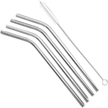 Imagem de Kit 4 Canudos de Inox + Escova para Limpeza - Inter