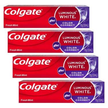 Imagem de Kit 4 Cremes Dentais Clareador Colgate Luminous White Color Correct 70