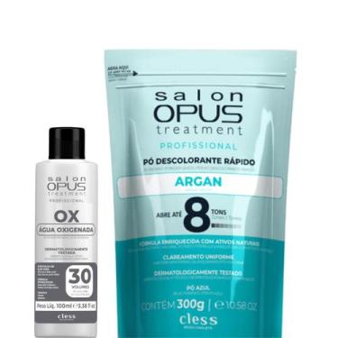 Imagem de Kit Salon Opus Cless Pó Descolorante Argan 300g com Água Oxigenada 30 