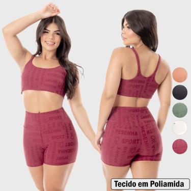 Imagem de Conjunto Fitness Top Short Poliamida Resenha Sport Alta Elasticidade Conforto-Feminino