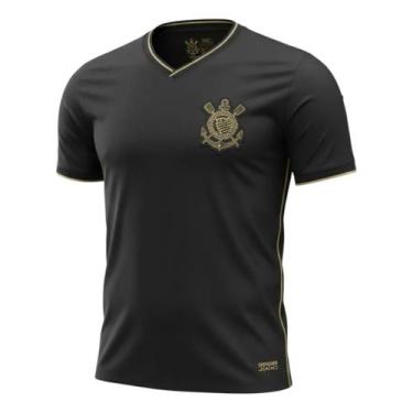 Imagem de Camisa Corinthians Casual Bordada Torcedor Masculino Oficial, Preto, D