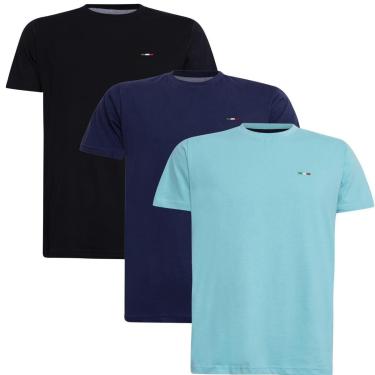 Imagem de Kit 3 Peças Camisetas Básicas Masculina FMF em Algodão Premium no Estilo Clássico Bordado Itália-Masculino