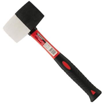 Imagem de Martelo De Borracha Preta E Branca 225G Cabo Fibra De Vidro