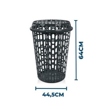 Imagem de Cesto Telado Com Tampa Telada 60L Preto Arqplast