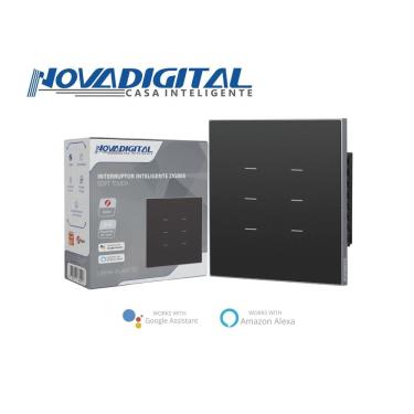 Imagem de Interruptor Inteligente Zigbee Soft Touch 6 teclas Quartzo da NovaDigital QZ-4x4-06-B - PRETO