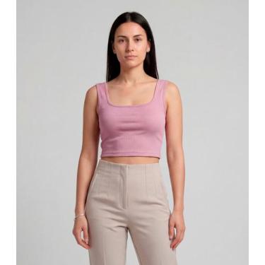 Imagem de Top Feminino Com Decote Quadrado Infinita Cor Rosa, M, Rosa