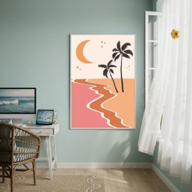 Imagem de Quadro Decorativo Arte Praia Durante A Noite-70x50cm
