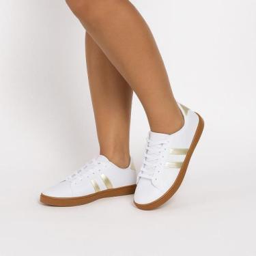 Imagem de Tênis Feminino Retrô Simbol Casual, Dourado, 38