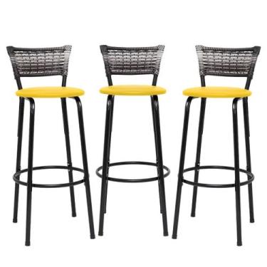 Imagem de Kit 3 Banquetas Bancos Para Cozinha Gourmet Bancada Balcão Bar Ilha Ár