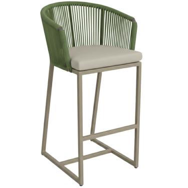 Imagem de Banqueta Noronha Em Alumínio E Corda Náutica Trama Original Verde Musgo