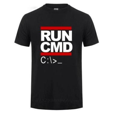 Imagem de Camiseta Masculina Engraçada Run Cmd Programmer, Verão 2023, Manga Cur