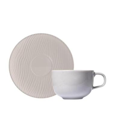 Imagem de Kit 06 Xícaras Chá Pires 235ml Cinza Dunas Germer Porcelanas