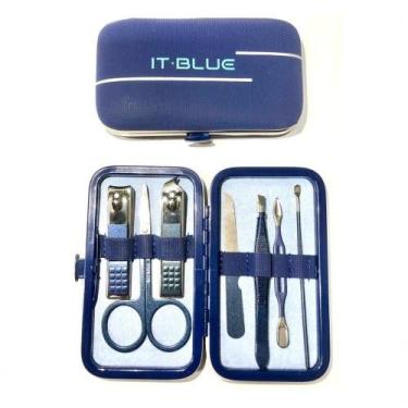 Imagem de Kit Estojo 7 Peças Manicure Cortador De Unhas Aço Inoxs - LELONG