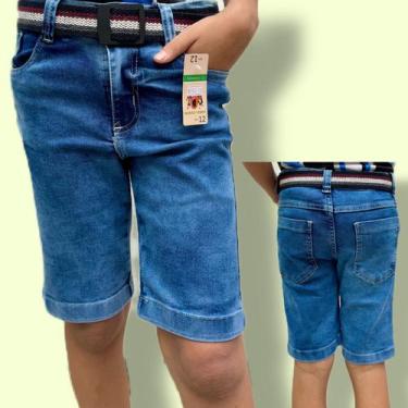 Imagem de Bermuda Menino Jeans Infantil e Juvenil com Cinto  Conforto e Estilo -