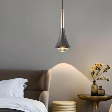 Imagem de Pendente Led Luminária Vidro Grafite e Dourado Cone Luxo Luz Quente 30