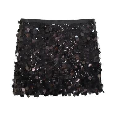Imagem de Saia Mini De Lantejoulas Marrom Para Mulheres, Sexy, Envolvente, Para 