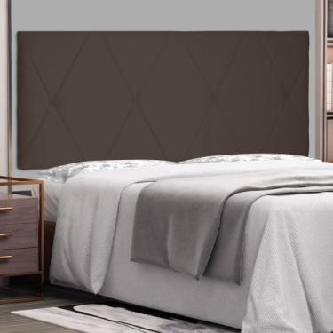 Imagem de Cabeceira Painel Estofada Cama Box Casal Queen Aquilla 160cm Suede Caf