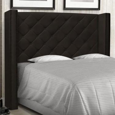 Imagem de Cabeceira Estofada Cama Box Casal King Size Alteza 195cm Corano Marrom