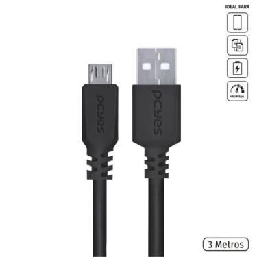 Imagem de Cabo Micro Usb Para Usb-A 2.0 Preto 3 Metros - PCYES