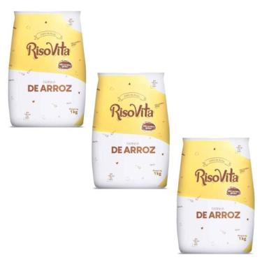 Imagem de Farinha de Arroz Risovita 1 kg Kit com 3 Unidades