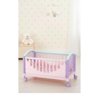 Imagem de Berço Grande 55cm Rosa Lilás P/ Boneca: Momento Mamãe Divert - Congrat
