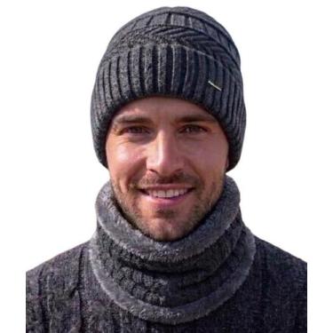 Imagem de Kit Touca Boina Gorro Cachecol Beanie Forrada Lã Inverno - Modas Fagun