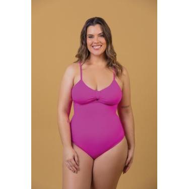 Imagem de Maiô Liso Com Alças Reguláveis Plus Size - Cor De Cacau, 52, Pink powe