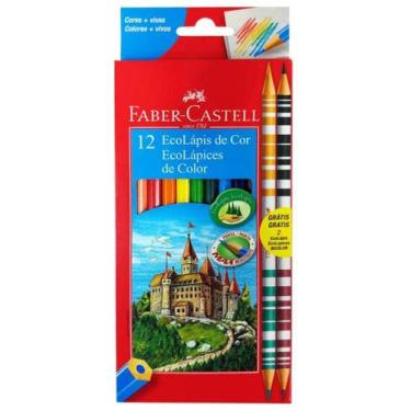Imagem de Lápis de cor ecolápices Faber castell 12 cores + 2 ecolapices bicolor