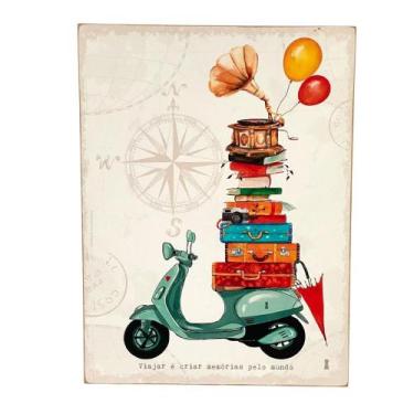Imagem de Quadro Box Viajar Scooter em MDF 30x40 Branco - Amanhã te conto um seg