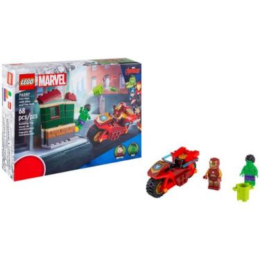 Imagem de Blocos de Montar - Hulk e Homem de Ferro com Moto - 68 peças - LEGO Ma