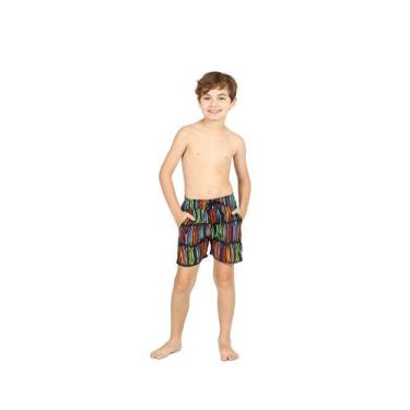 Imagem de Shorts Infantil Menino Kids Pedro Preto Estampado Coral Siri, 10