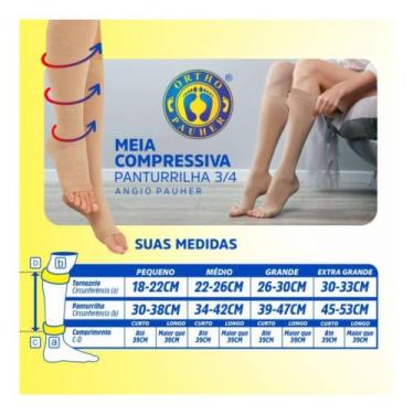 Imagem de Meia de compressão curta 30/40 mmhg - ortho pauher - Curta, G