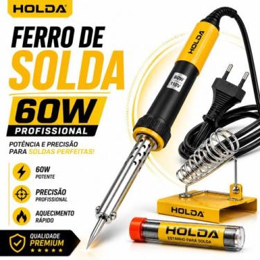 Imagem de Kit Ferro De Solda 60W Soldador 110v Ponta Fina Soldador Com Estanho E